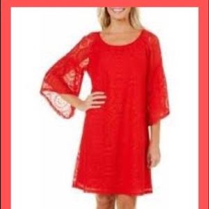 Tacera medallion-lace-shift-dress-